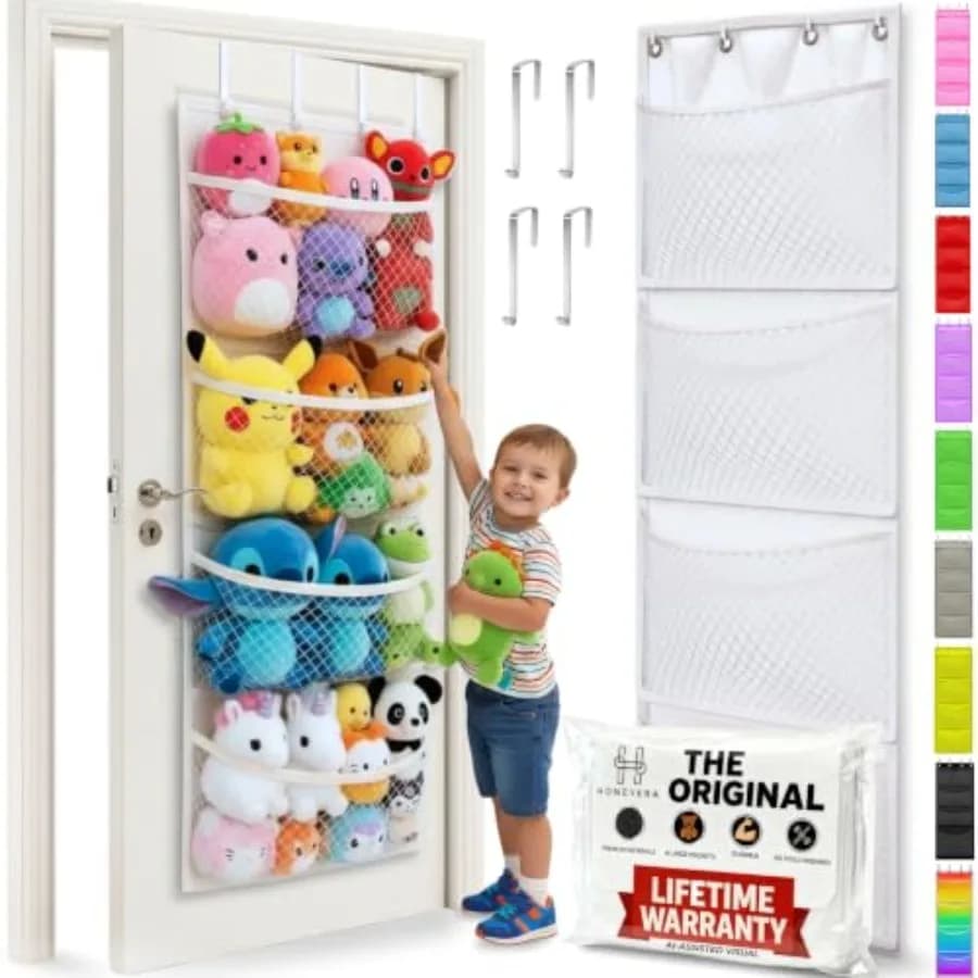 The Original Stuffed Animal Storage Patented - Over Door Organizer for Stuffies, Baby Ideas Holder, Toy Plush Hammock Hanging N