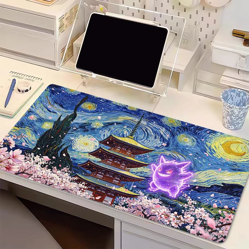 Tappetino per mouse in gomma Sakura Gengar, tappetino da scrivania per ufficio, tappetino per tastiera Varmilo, accessori da gioco Anime Pokemon, tappetino per mouse XXL per eSports e gamer