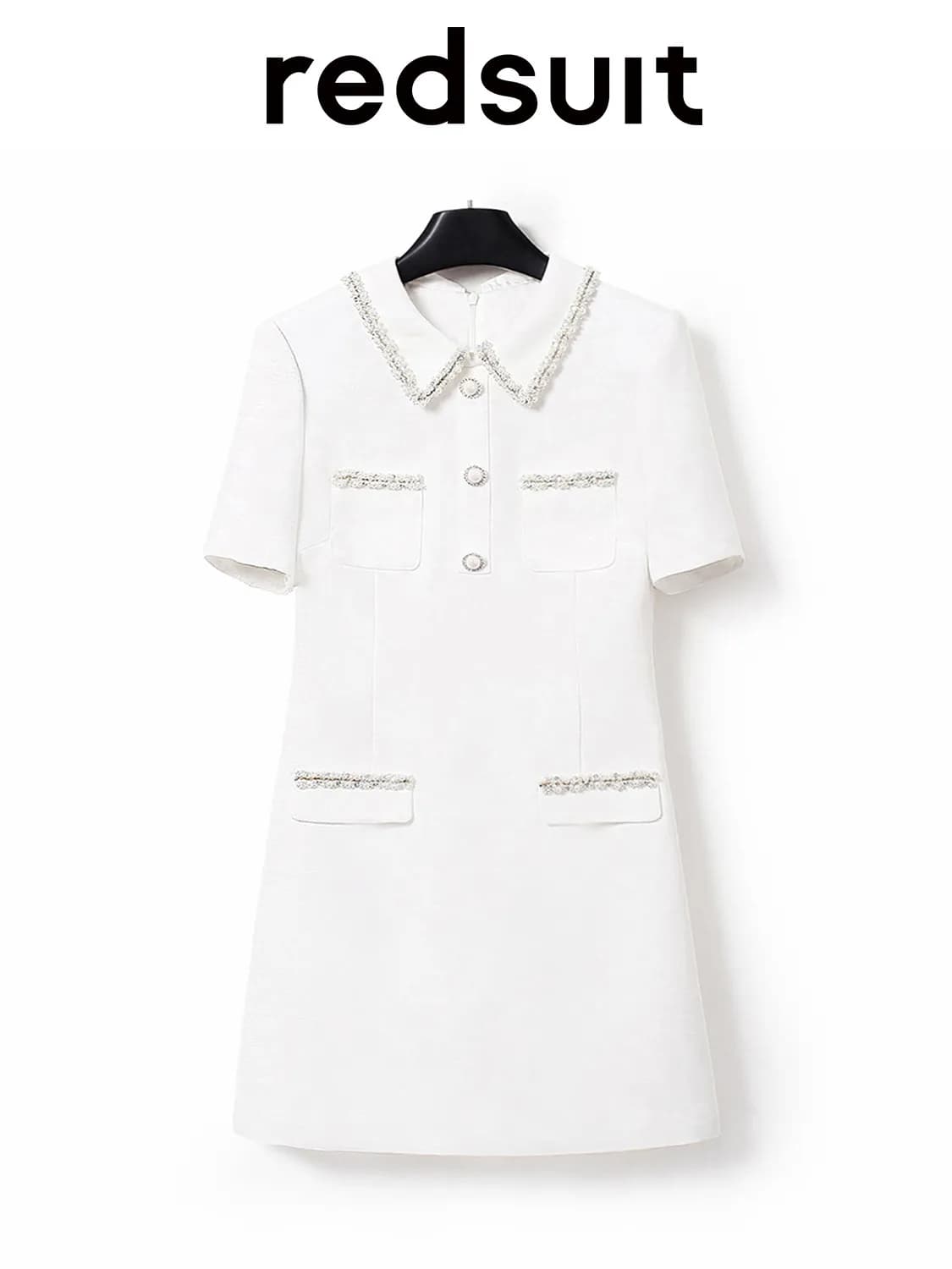 New Heavy industry nail bead white lightweight floral collar dress custom size
