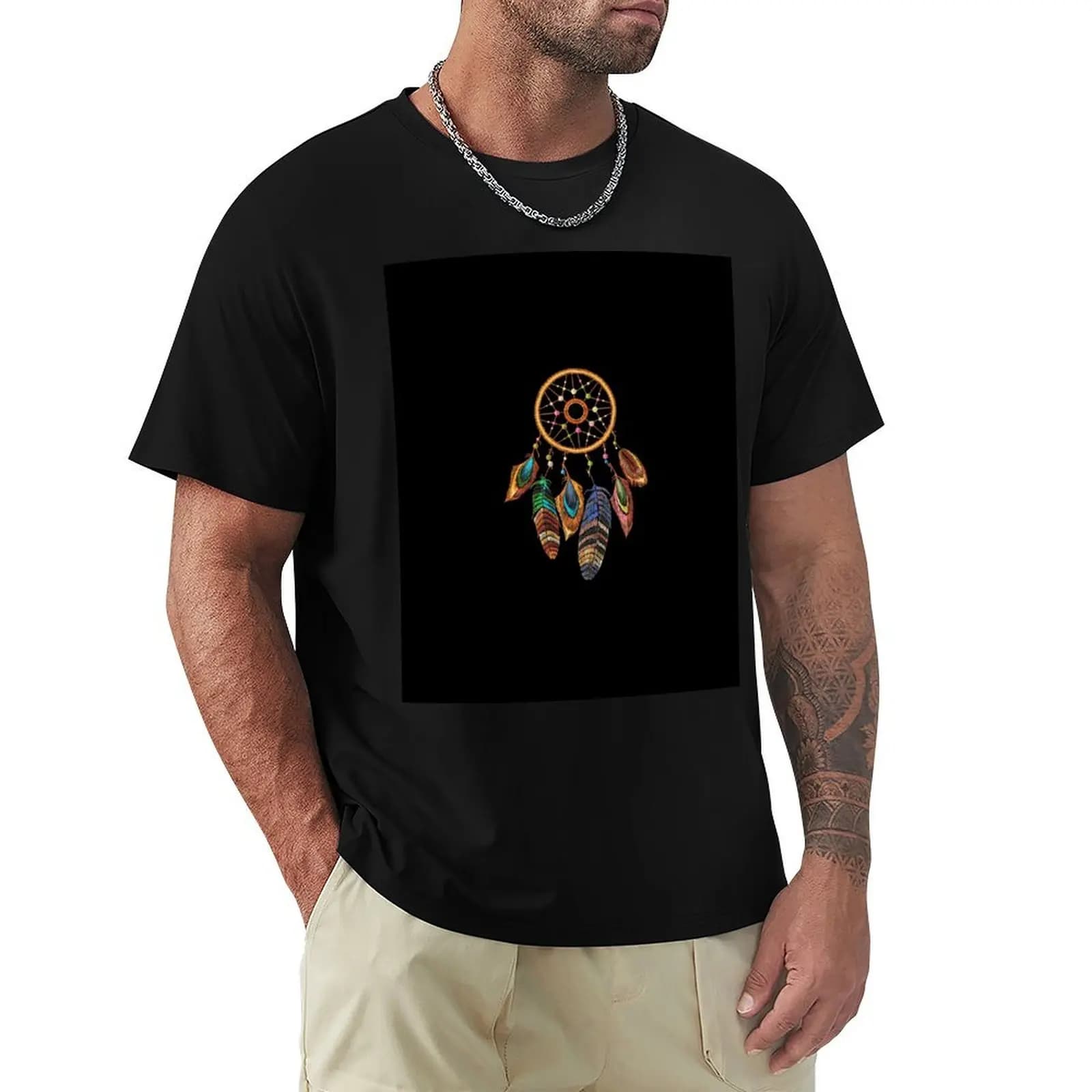 Embroidery dream catcher T-Shirt Daily Casual Short Sleeve Tee Shirt