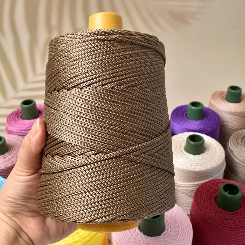 200m 3mm Crochet Yarns Hollow Ice Rope Thread for DIY Knitting Bag Purse Sun Hat Shoes Cushions Weaving Yarn Sewing Accessories