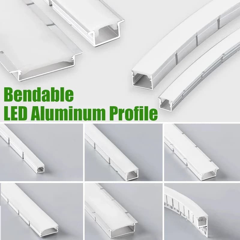 0.5/1M Foldable Led Profile Aluminum 20/30/40Mm Width Flexible Led Channel Diffuser Line Curve Light Bar Hall Ceiling Lighting