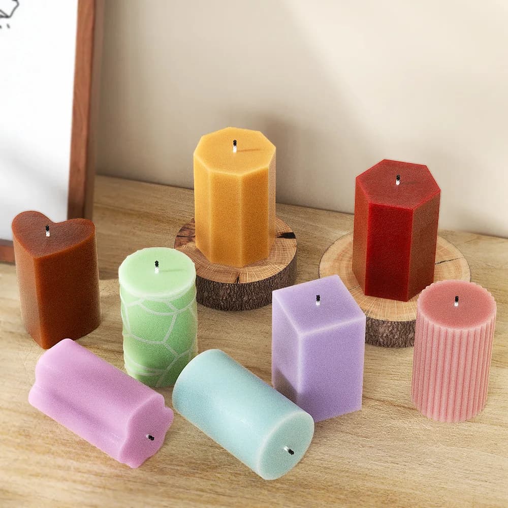 Geometric column silicone mold for candle, crack, striped cylinder, chalk creation tool, square pillar resin molds, DIY birthday gifts