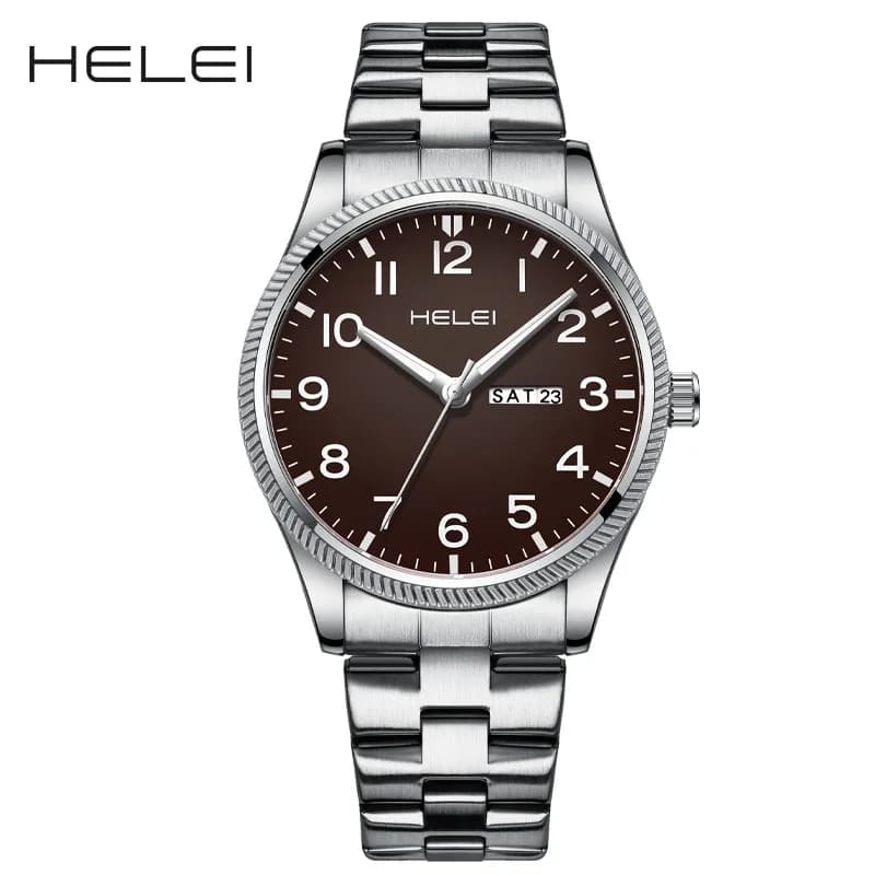 HELEI new business men's watch waterproof luminous quartz watch fine steel belt high-end watch