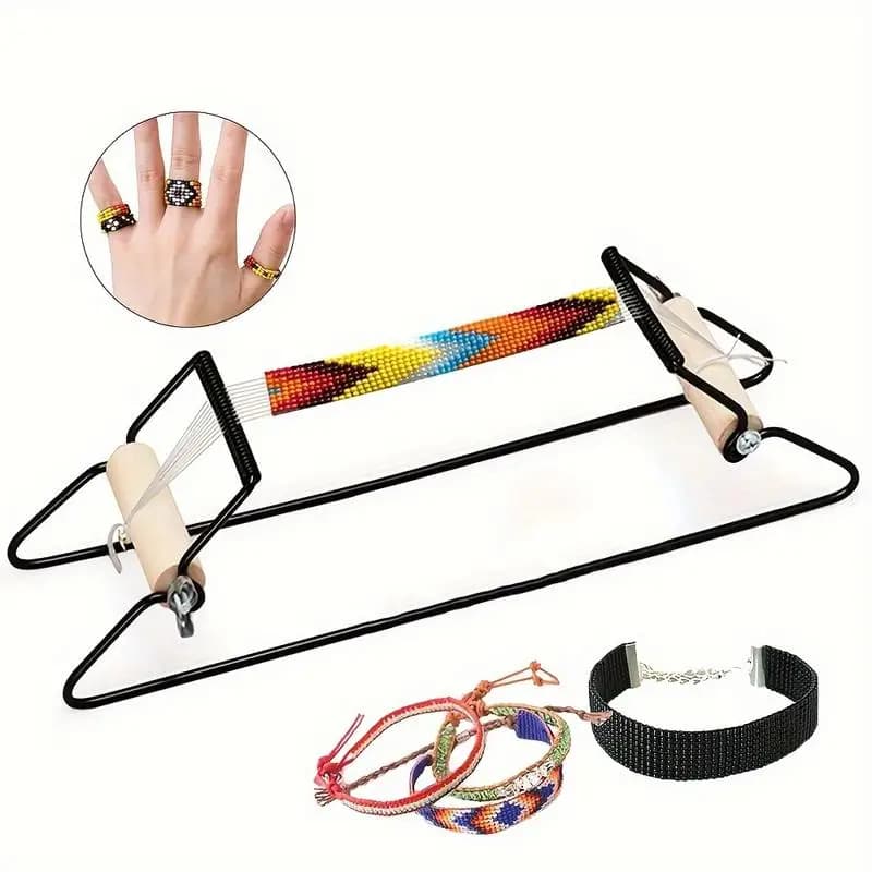 1pc Stainless Steel Weaving Beading Loom Kit Wood Handle Knitting Machine for DIY Jewelry Bracelets