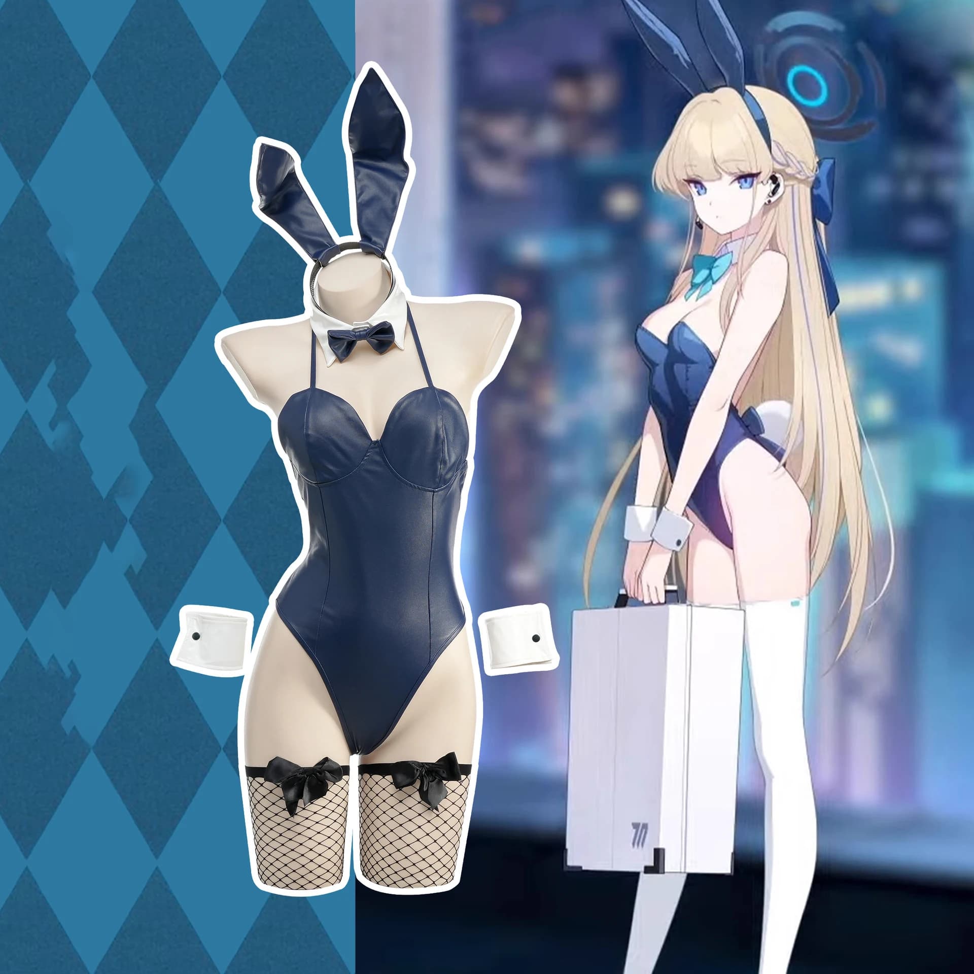 Anime The Animation Girl Bunny Body Toki Costume Cosplay Pelle verniciata Blu Archivio Uniforme Halloween Outfit Donna Festa