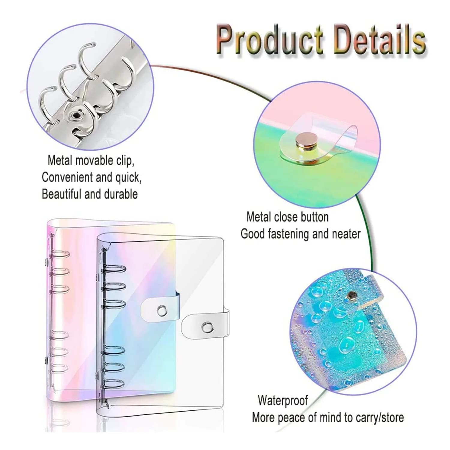 ABNQ 2 Pezzi A5 Raccoglitore per Quaderni in PVC Morbido Arcobaleno, Copertina Trasparente in PVC Morbido, Raccoglitore per Planner Personale a Fogli Mobili