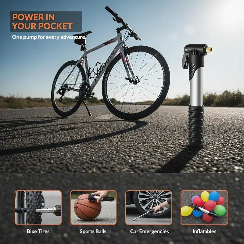 Hand Cycling Mini Bike Pump with Bracket Lightweight and Portable Design