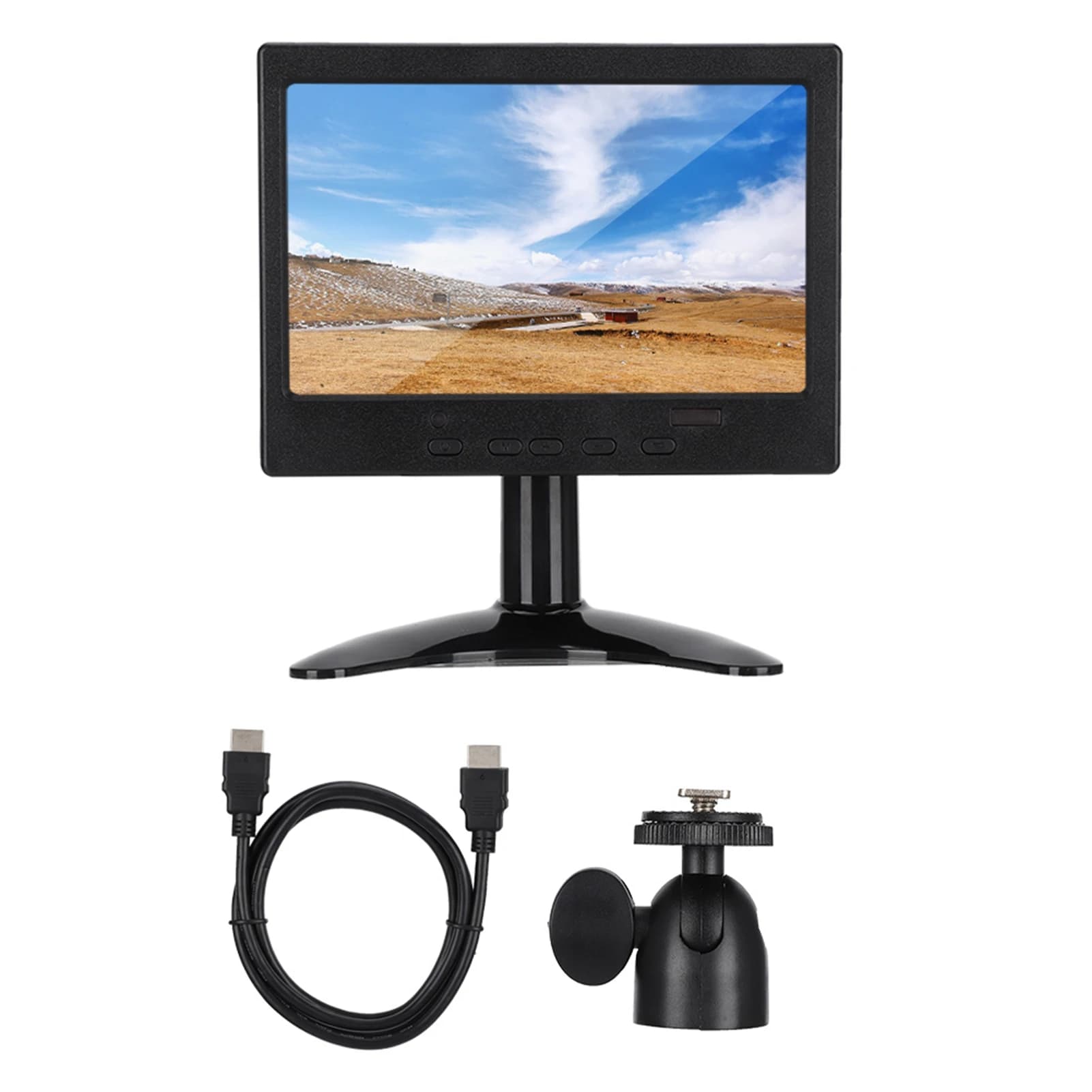 Monitor 7 Inch Portable Multifunction Display 1080P 1024x600 Resolution 16:9 for HDMI/VGA/AV input support Easy to use Durable