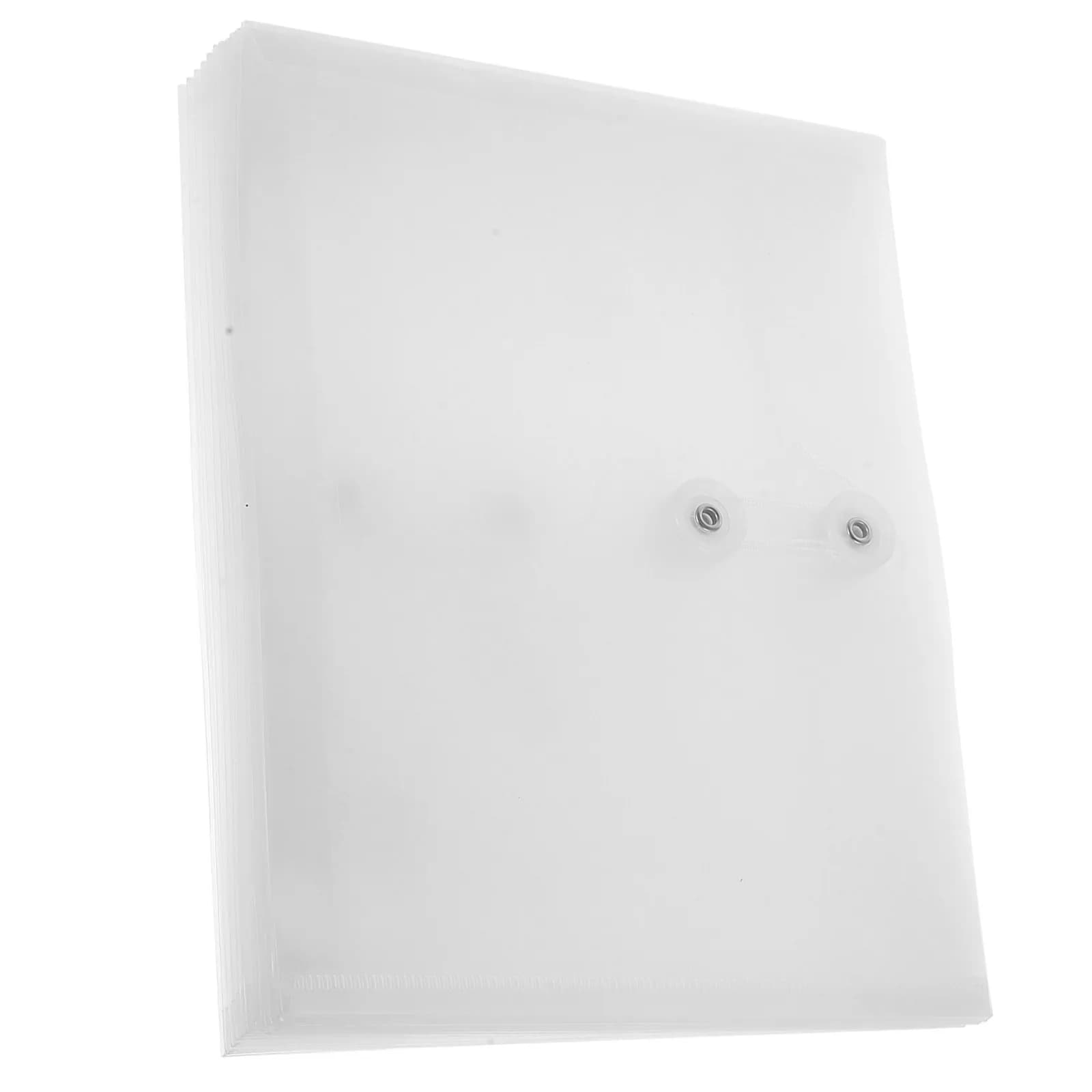 12Pcs Thick Clear PP File Folder A5 Size Rope Wrap Button Closure Lightweight Portable Document Storage Bag for Receipts Coupons