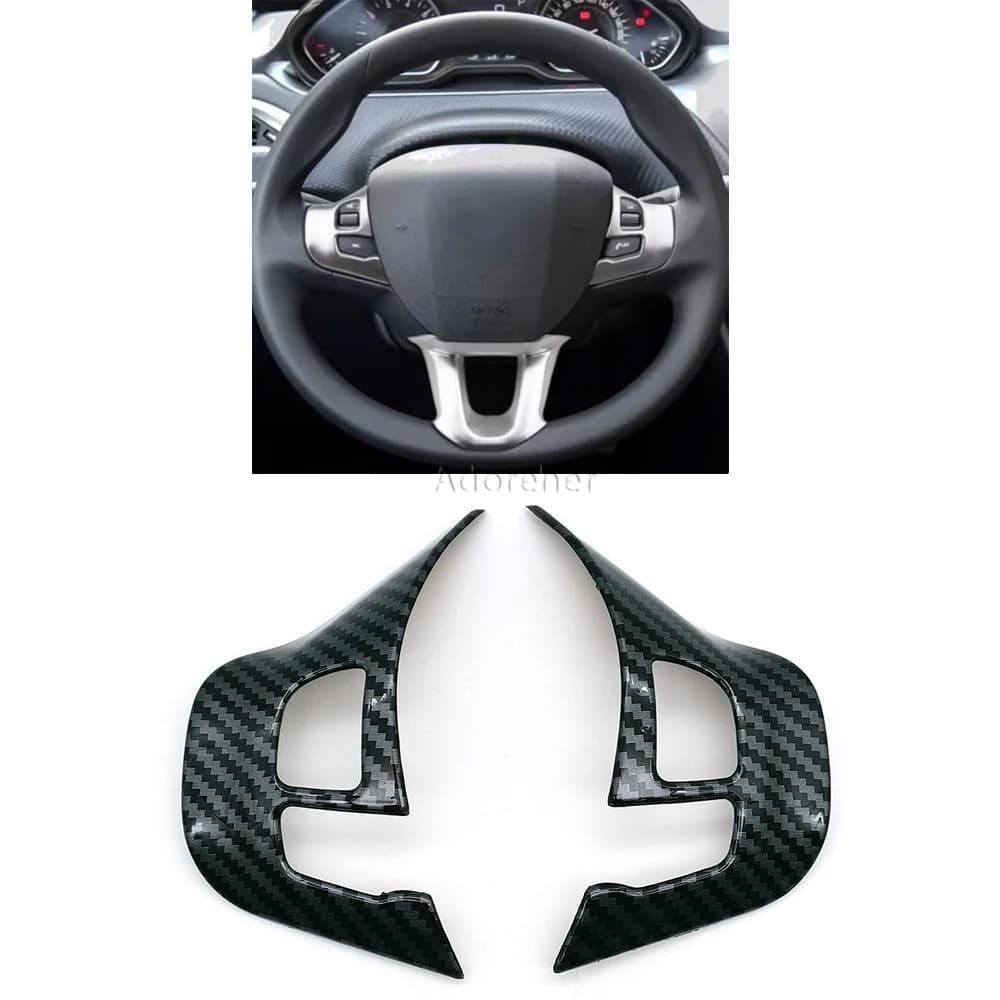 Left / Right Carbon Fiber Gloss Trim Wrap Cover Logo Emblema Decalcomania Wall decal Flyer Measuring for Peugeot 2008 Interior Car