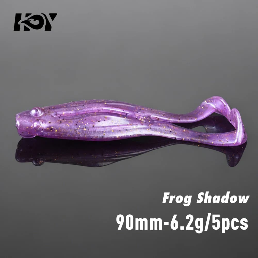 Kingdom 5 Pcs Frog Shadow Floating Soft Lure 90mm 6.2g Topwater Low Center Artificial Swimbaits For Bass Perch Fishing Baits