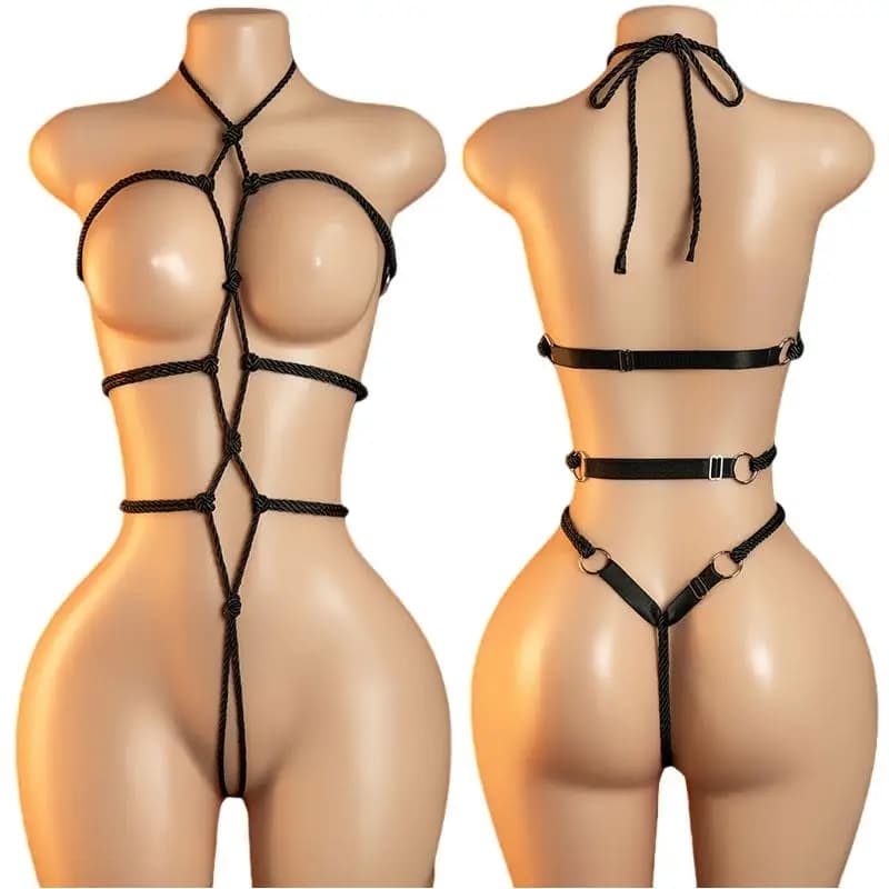 Hot Toys per il sesso notturno: Kit lingerie sexy senza entreperni, body intero trasparente con reggiseno aperto per donna