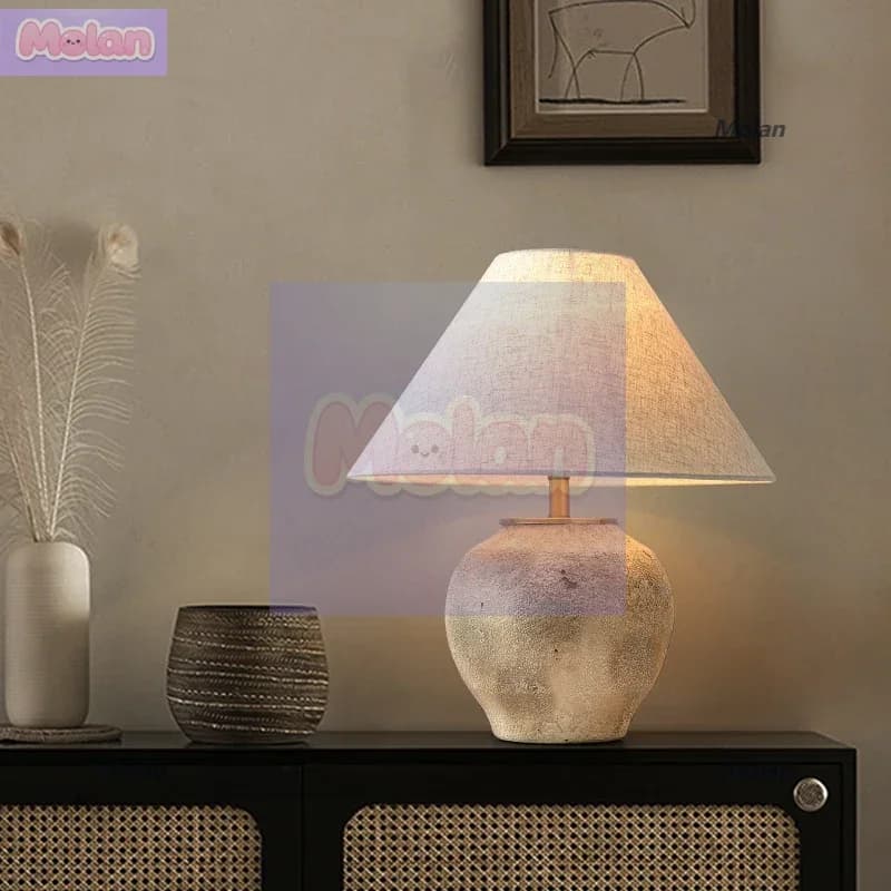 Japanese-style table lamp wabi-sabi wind handmade clay pot retro coffee table living room decoration ornament study bedroom beds