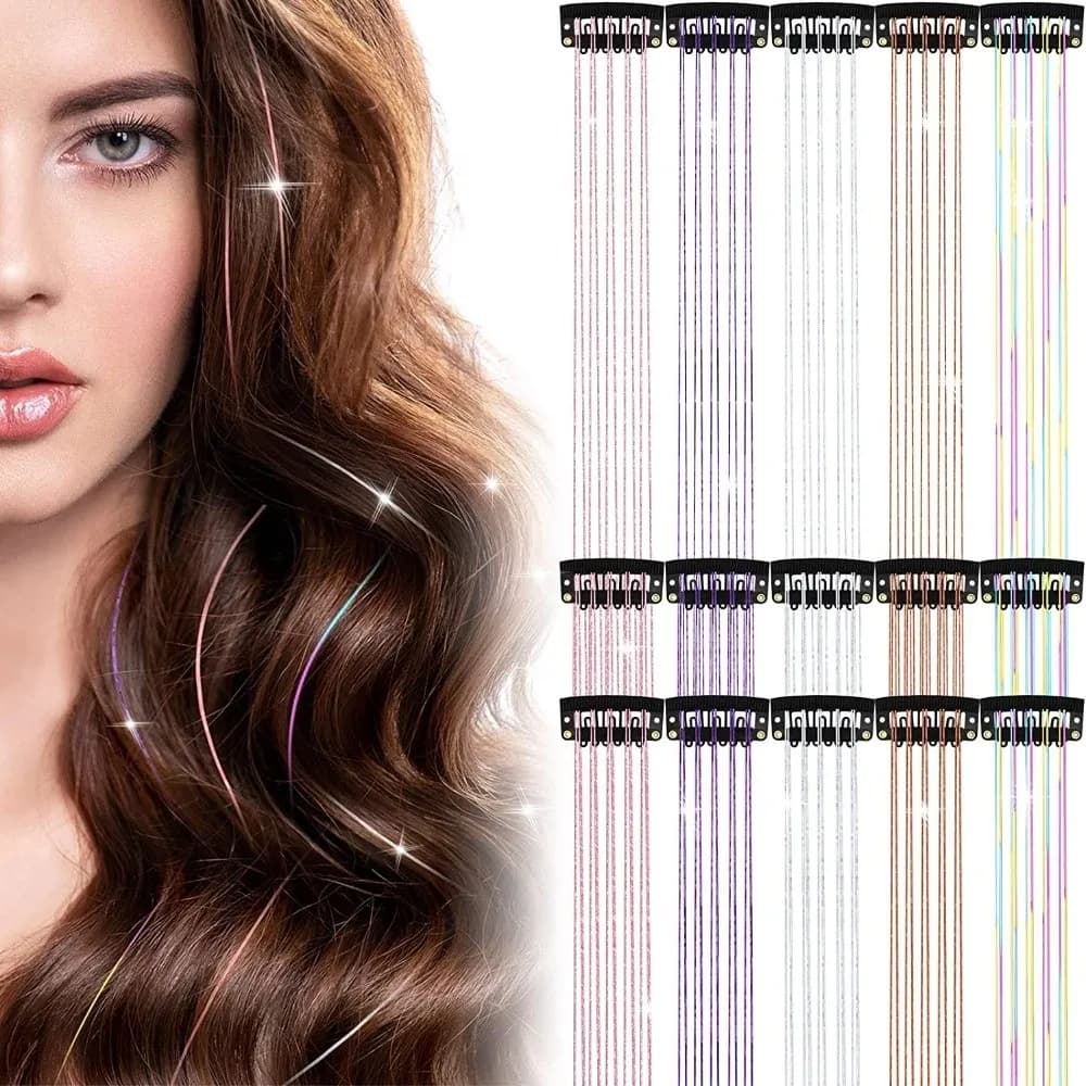 Extension per capelli con clip alla moda, capelli sintetici lisci lunghi e brillanti, accessori per capelli da ragazza