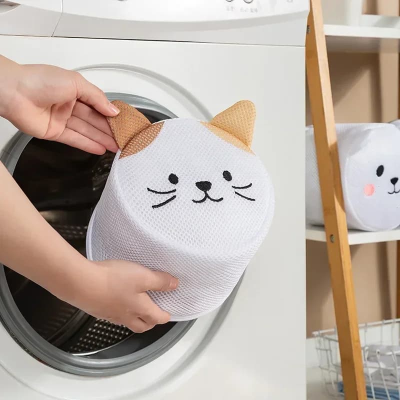 Washing Machine Net Bag, Anti-deformation, in Polyester, for Domestic Use, for Bras, Underwear and Socks, with Cartoon Drawings
