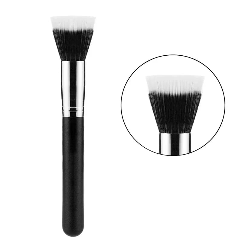 Set of 5 Professional Brushes for Blush and Cypria, Black Fiber Duo Brush for Stippling, Cosmetic Tools for Contour and Sculpture the Face