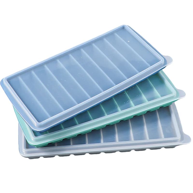 Stampi in Silicone Personalizzati OEM, Riutilizzabili per Bevande Fredde, Stampo per Cubetti di Ghiaccio Facile da Rilasciare, Mini Vassoio per Cubetti di Ghiaccio con Coperchio