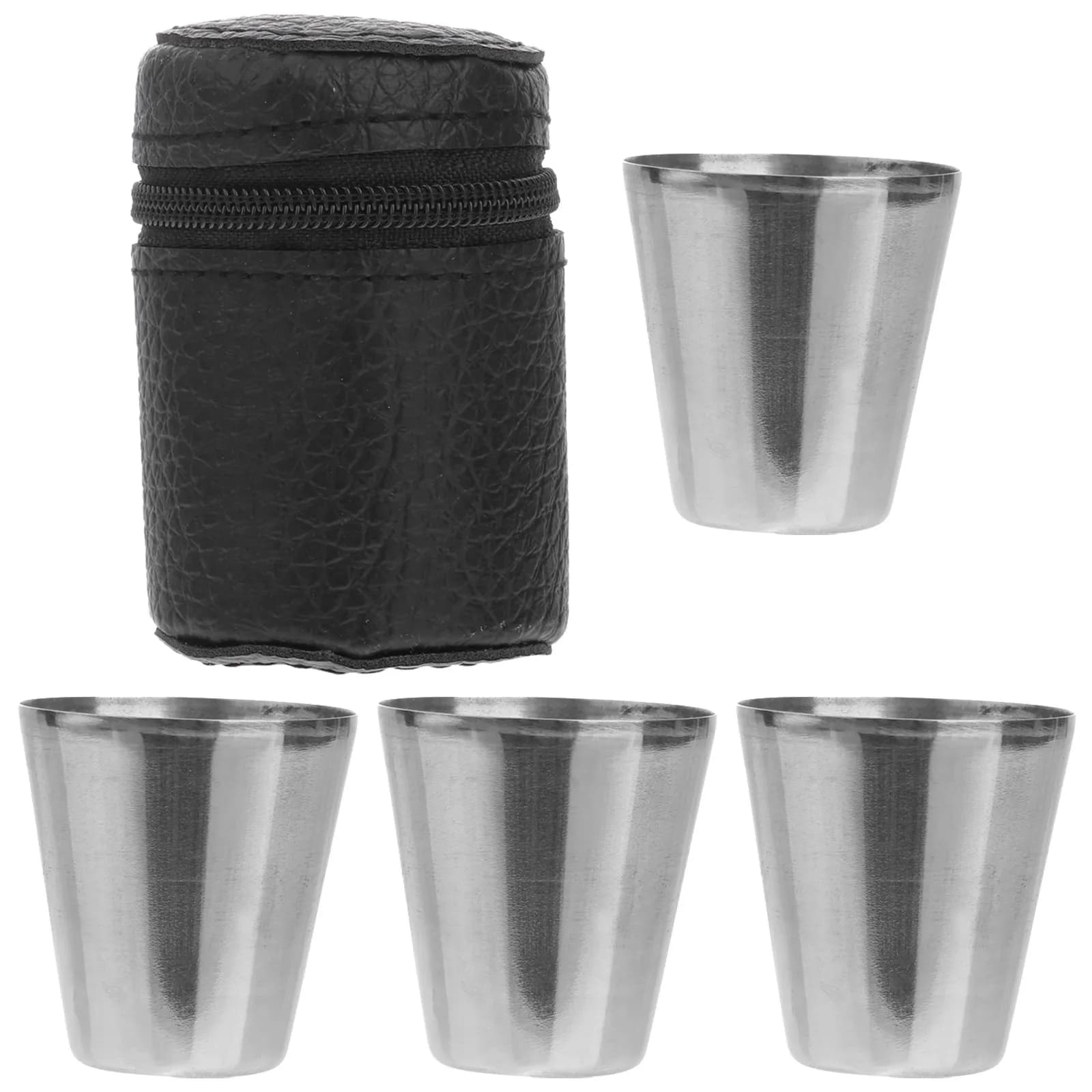 Set di 4 Bicchierini da Shot in Acciaio Inox da 30ml, Portatili per Campeggio, Escursionismo, Feste all'Aperto, Tazze in Metallo per Vino, Birra, Whisky