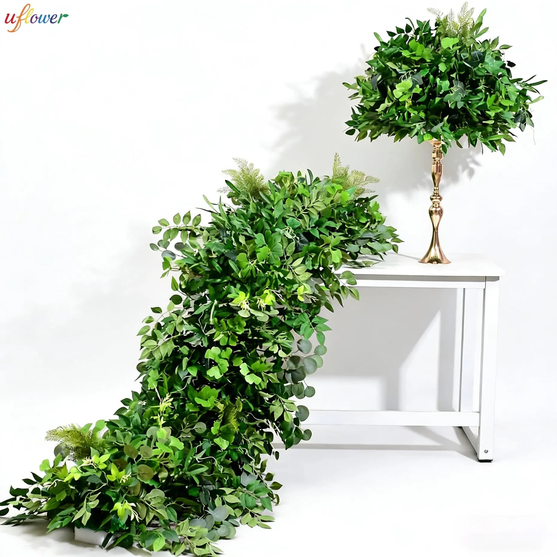 Uflower Green Plant Wedding Decoration Road Leading Decor Table Ball of Flowers Artificial Plants for Outdoor Arrangement of flower files