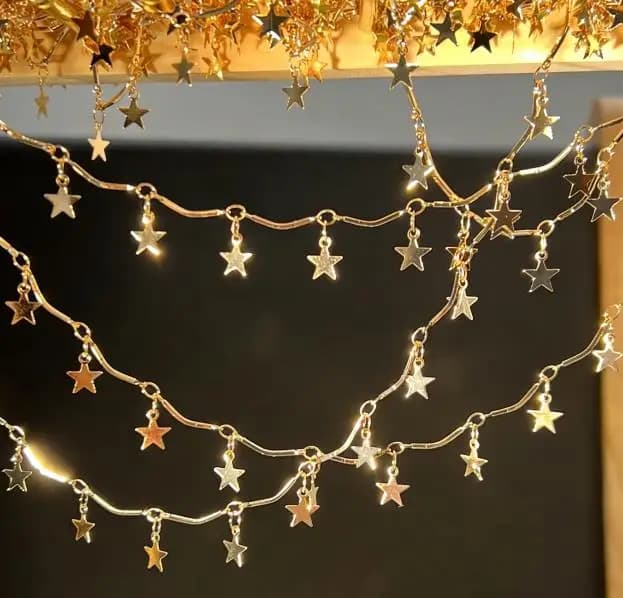 Catena Metallica Curva con Paillettes a Stella da 1 Metro per Braccialetti Fai-da-Te, Collane, Abbigliamento, Catena con Nappine, Materiali per Creazione di Gioielli