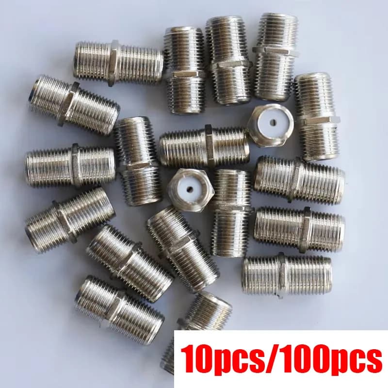 10 Pz/100 Pz TV Cavo Connettori Estensione Giunzione Circuito Chiuso Pollici F-testa Connettore F-testa Doppia Passaggio F-testa Docking
