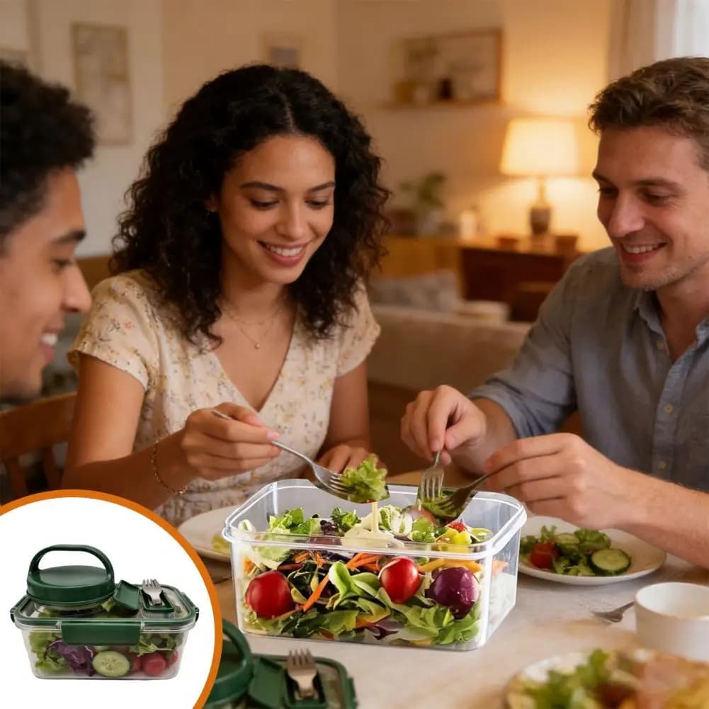 Contenitore per Insalata Serie Built-In, Contenitore per Preparazione Pasti, Ermetico e Antigoccia, Scatola per Conservazione Alimenti, Portatile per Picnic, Mantenitore di Freschezza