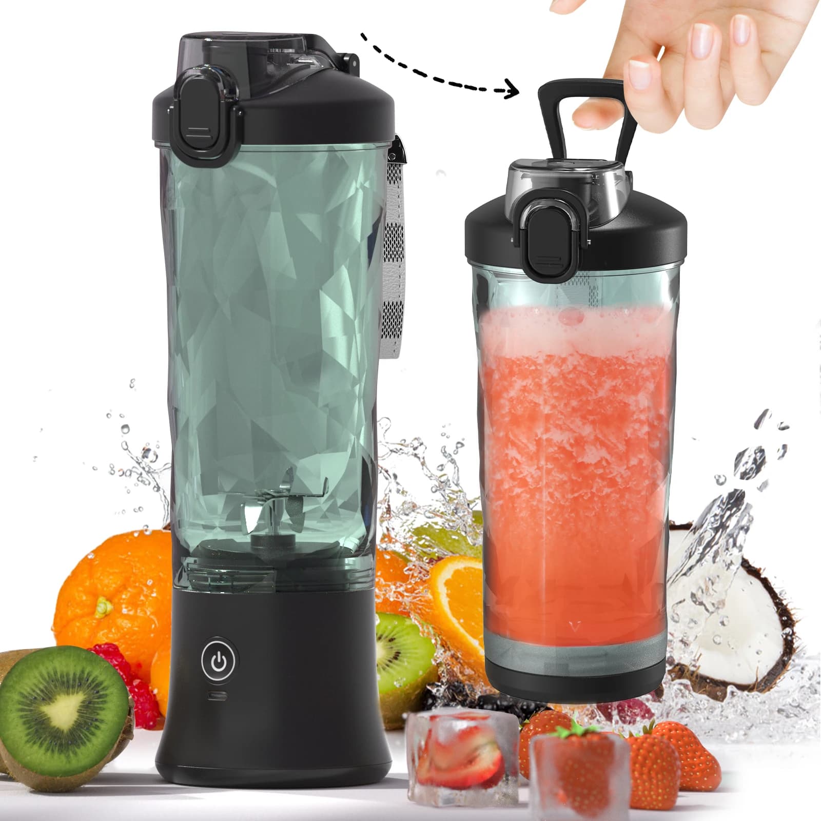 Portable Blender Electric Squeezer 600ML Fruit Blenders 4000mAh Rechargeable USB Blender Mini Multifunction Blender Juice Creator