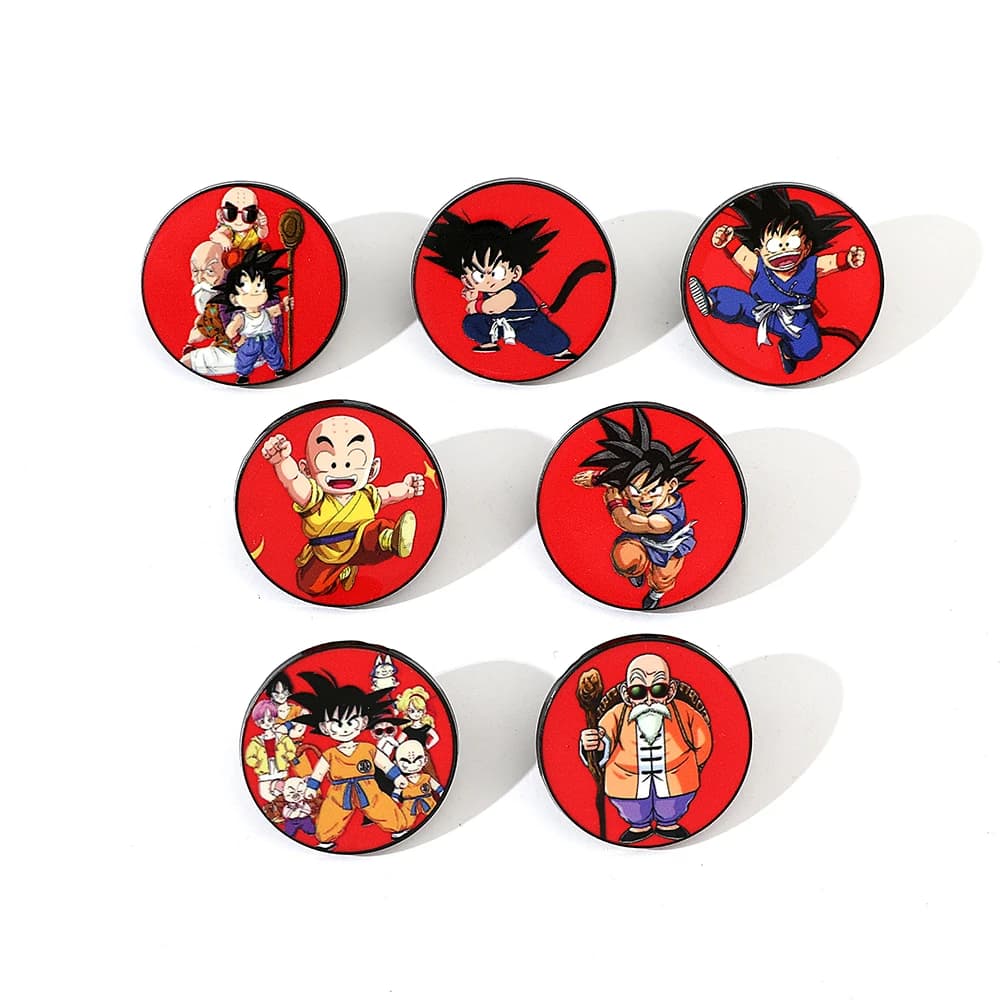 Set di 7 Divertenti Spille Anime, Distintivi in Metallo Smaltato di Son Goku, Accessori per Abbigliamento e Zaini, Regalo per Amici