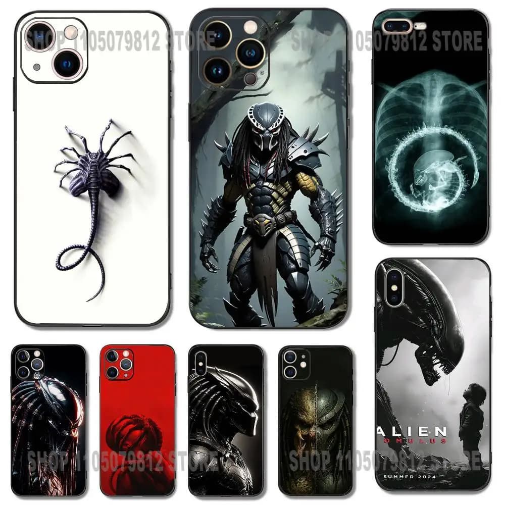 Custodia per telefono verniciata A-Alien Vs Predator per iPhone 17 16,15,14,13,12,11,Pro,XS,Max,XR,Plus,Mini morbido silicone nero antiurto