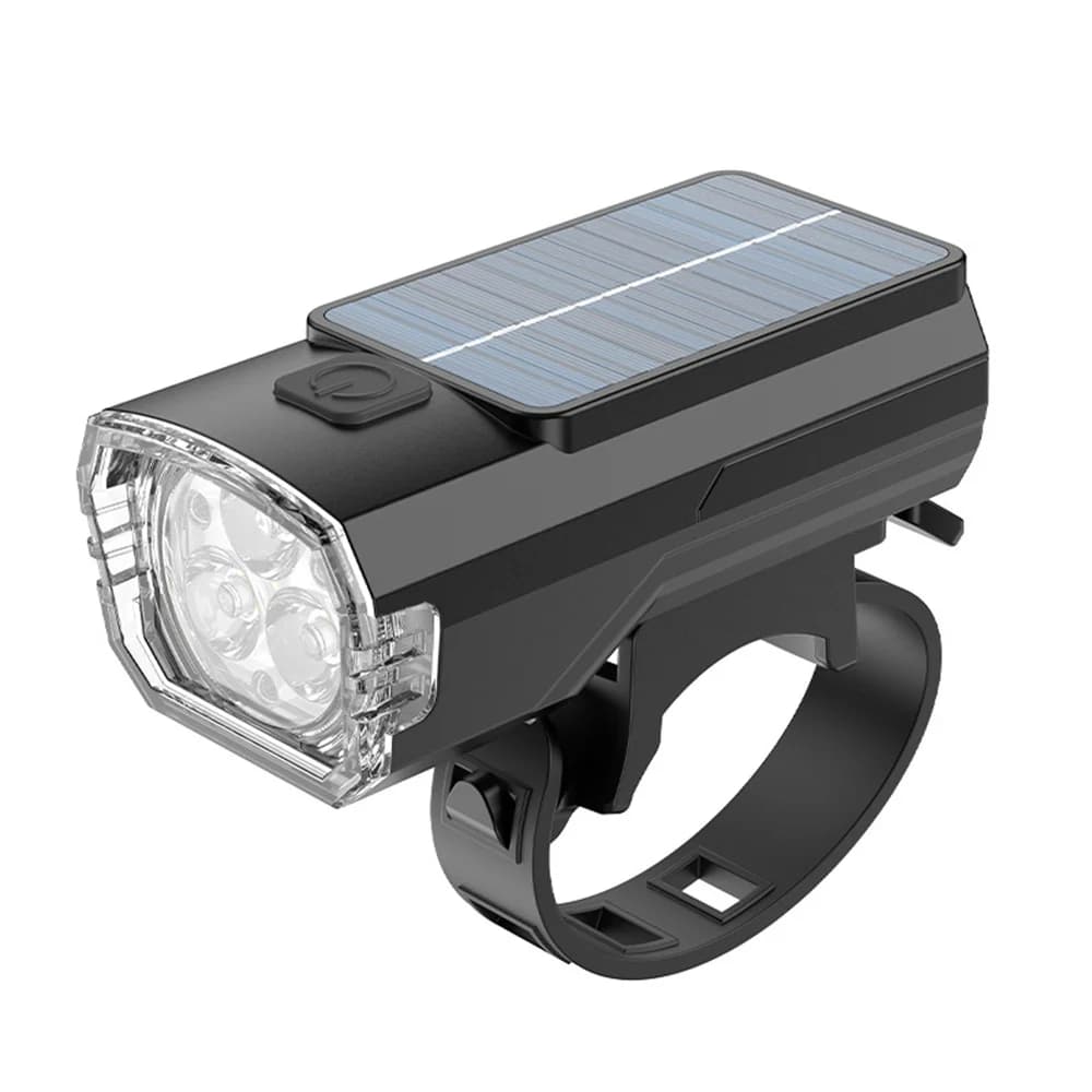 Faro per bicicletta a LED ricaricabile solare Antiriflesso Tipo C Ricarica Luce anteriore per bici impermeabile per la sicurezza di guida notturna MTB