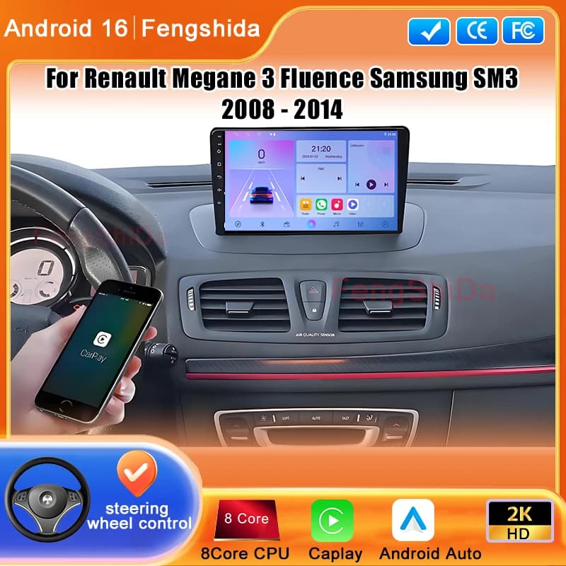 4G Android 16 Per Renault Megane 3 Fluence Samsung SM3 2008 - 2014 Autoradio Lettore Video Multimediale Navigazione GPS No 2din dvd