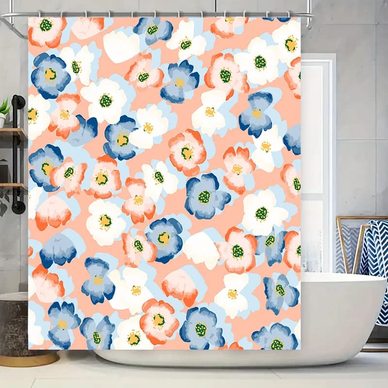 Affascinante tenda da doccia stampata floreale, decorazione da bagno impermeabile per la decorazione domestica