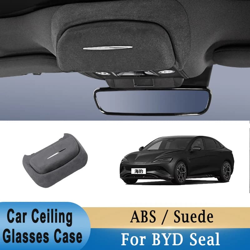 Portaocchiali per Auto BYD Seal, Scatola Portaocchiali da Sole in ABS / Pelle Scamosciata, Organizzatore per Interni Auto