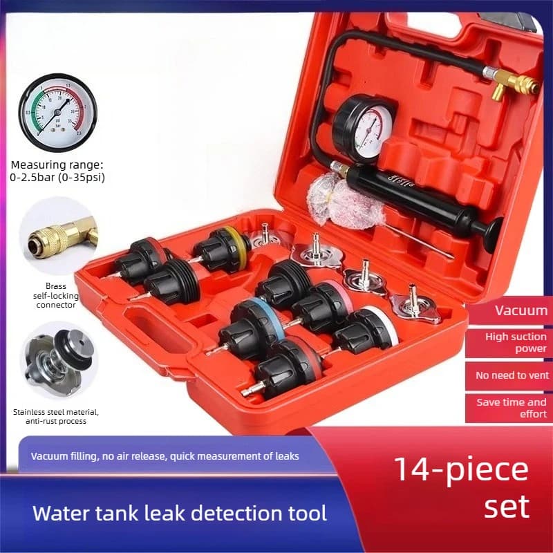 Rilevatore di perdite di pressione per serbatoi dell'acqua auto, tester di perdite, strumento per il cambio pressione e il riempimento a vuoto del liquido antigelo/refrigerante