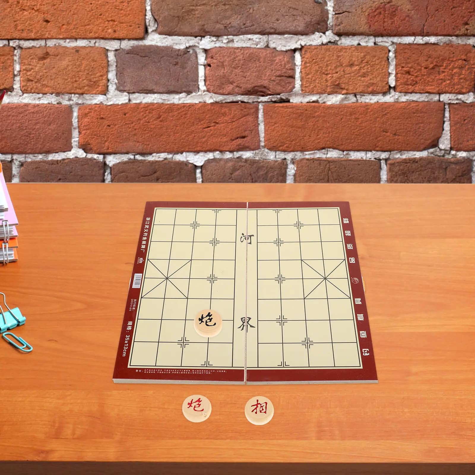 Scacchiera Cinese Pieghevole in Legno, Set da Viaggio Portatile con Contenitore, Gioco Tradizionale Xiangqi da Collezione