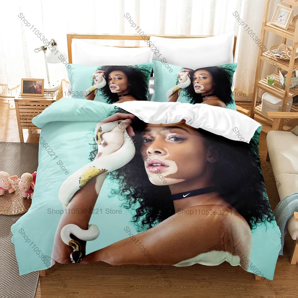 Canadian Model Winnie Harlow Bedding Set 3 Pieces Unique Print Duvet Cover Bed Sheet Pillowcase Modern Household Bedding