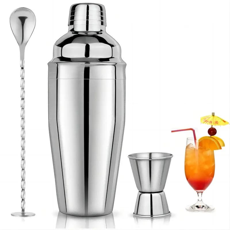 3-Piece Bar Cocktail Making Set, Household Stainless Steel Shaker Mixer Tools
