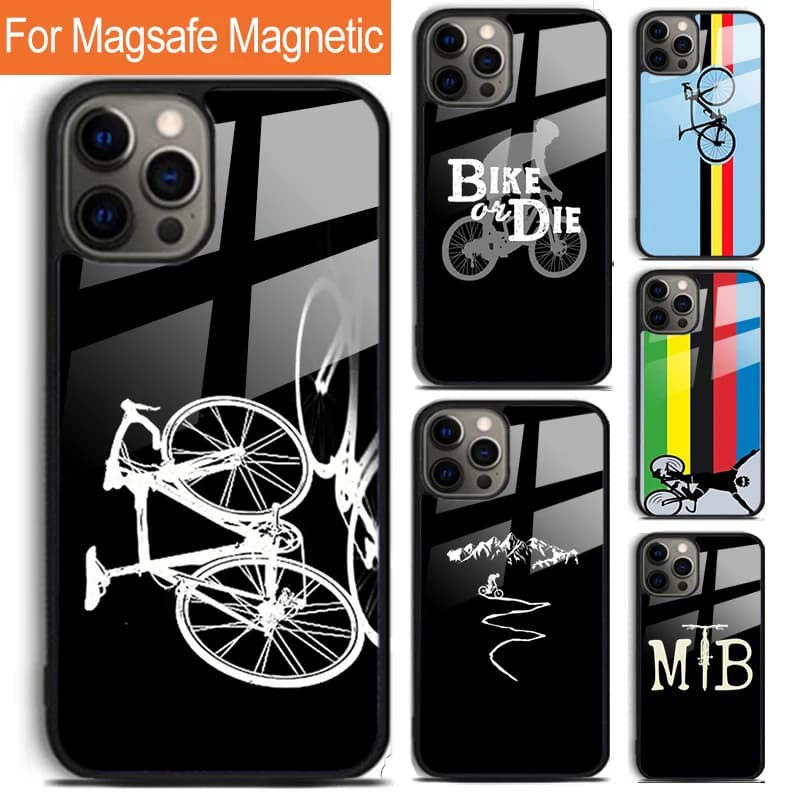 Custodia per telefono ciclista ciclismo mountain bike per iPhone 17 Air 16 15 14 12 Pro Max Plus Magsafe copertura di ricarica wireless magnetica