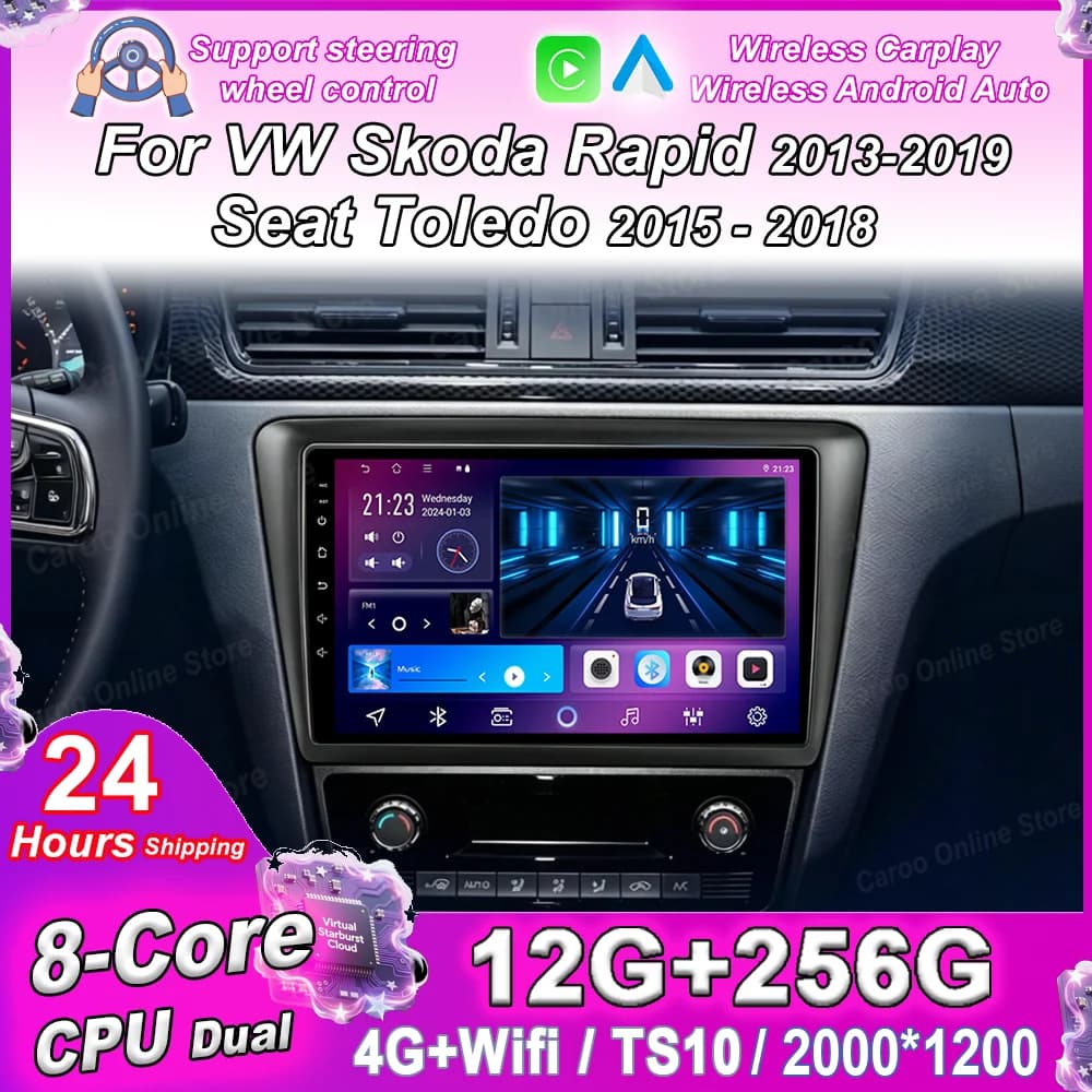 Car Android 16 For VW Skoda Rapid 2013 - 2019 Seat Toledo 2015 - 2018 GPS Navigation Auto Radio Stereo Multimidia Video Player