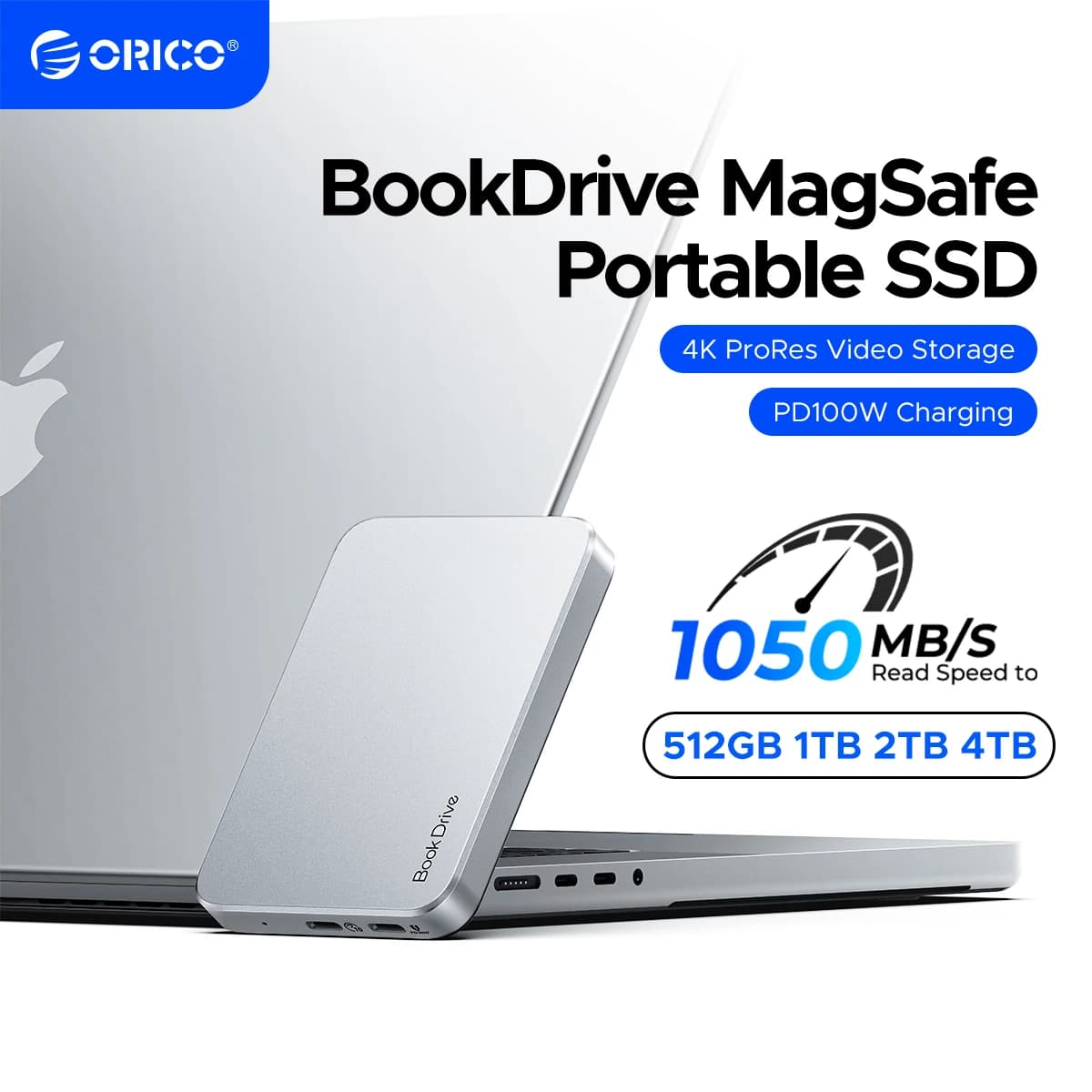 ORICO SSD esterno magnetico per MacBook PRO PD100W Ricarica 4K ProRes HDR, unità esterna USB 3.2 da 1000 MB/s per tablet portatili