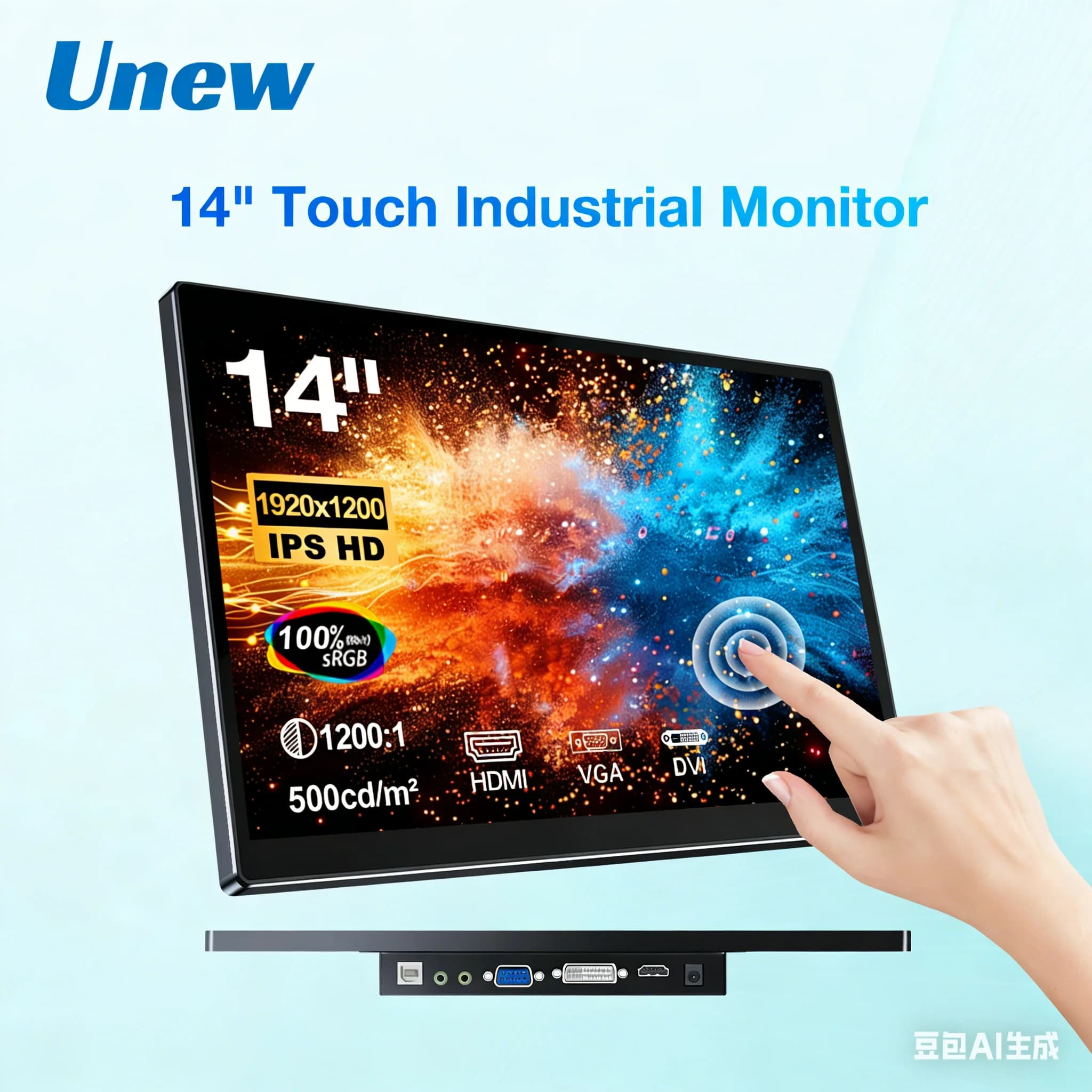Unew 14 pollici 1920x1200 Touch Monitor 500cd 16:10 60Hz IPS Monitor portatile Secondo schermo per Laptop Switch Xbox VESA 75*75mm