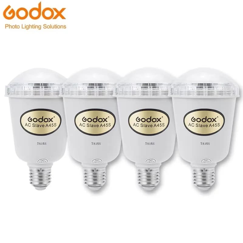Godox A45S 4PICS/lot 5600K Luci lampeggianti elettroniche Studio fotografico Luce stroboscopica AC Slave Flash Lampadina per E27