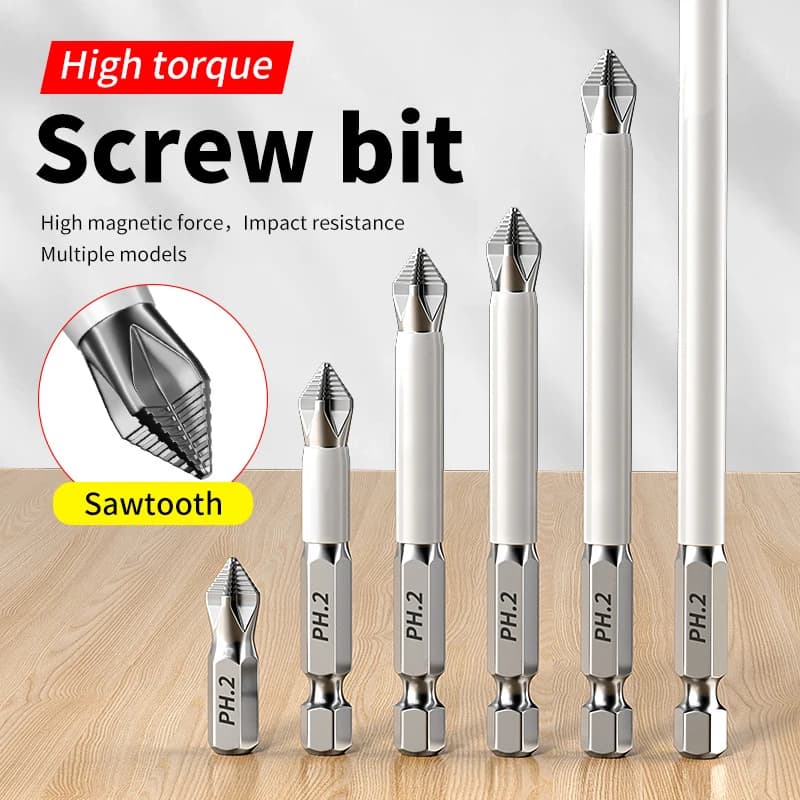 6 pcs magnetic crosshead screw set - High hardness hand drill tips for electric screwdrivers