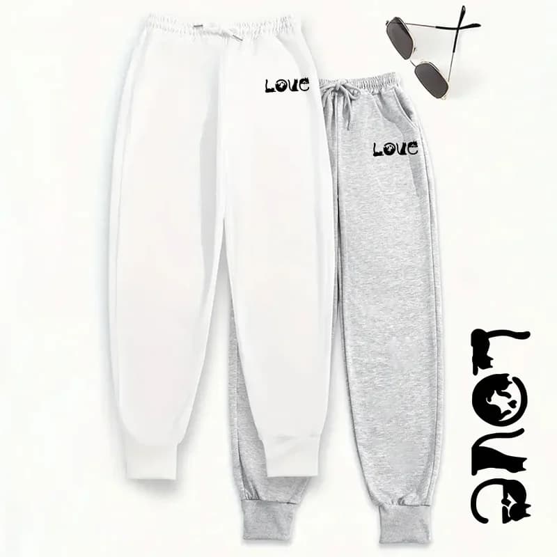 2 Packs Pants 2025 New Arrival Womens Jogging Pants 2 Piece Set Solid Color Sweatpants Autumn Winter Casual Lounge Wear Trousers