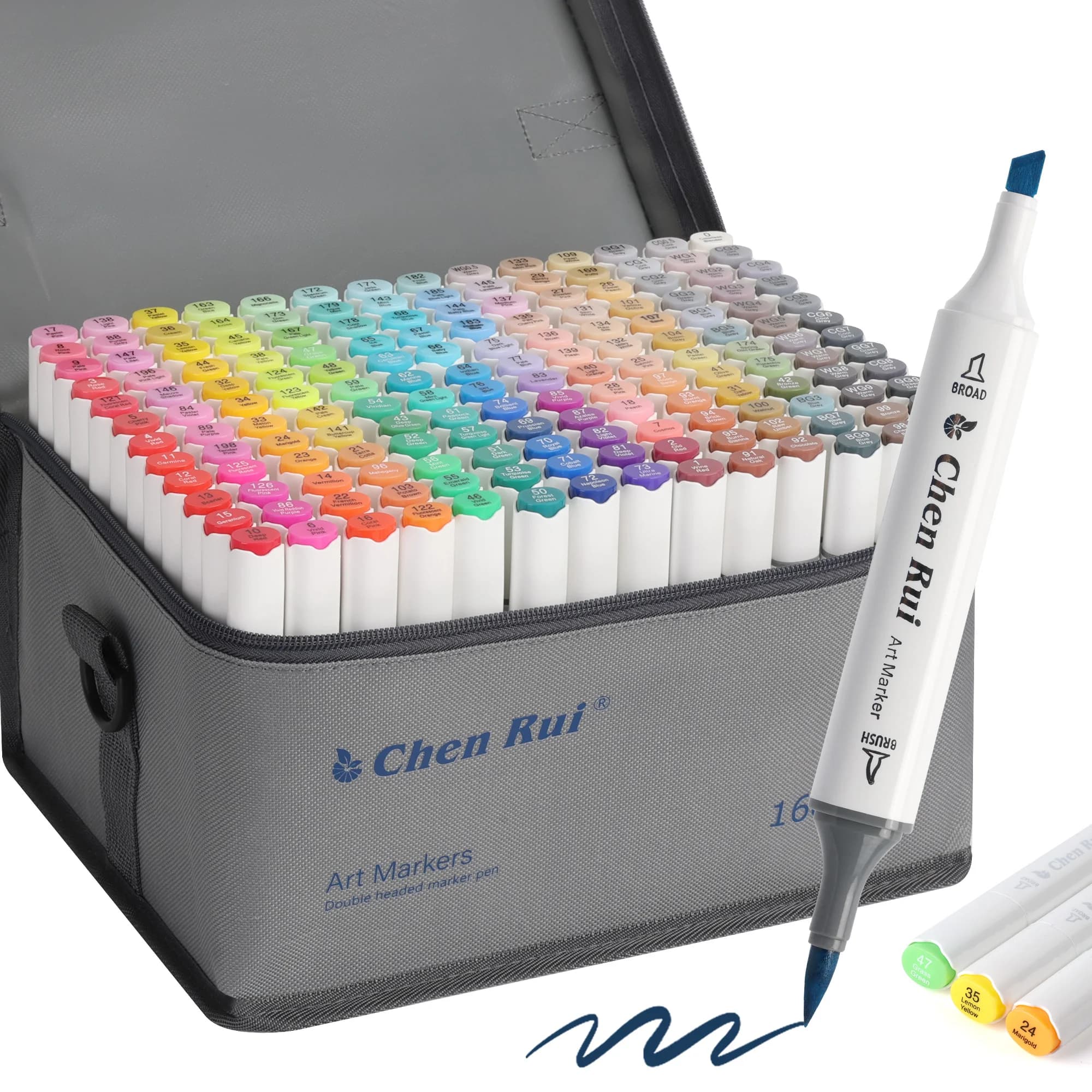Pennarelli Artistici Chen Rui a Doppia Punta, 48-168 Colori, Pennarelli Permanenti con Base, Regalo per Natale e Ritorno a Scuola