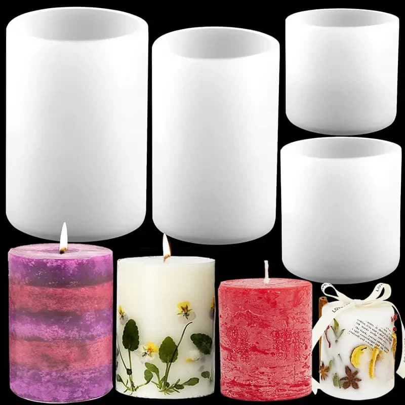 Stampi per candele in silicone a cilindro Stampo in resina Stampi per colata in resina epossidica per artigianato fai-da-te Candele di cera Creazione di saponi Argilla