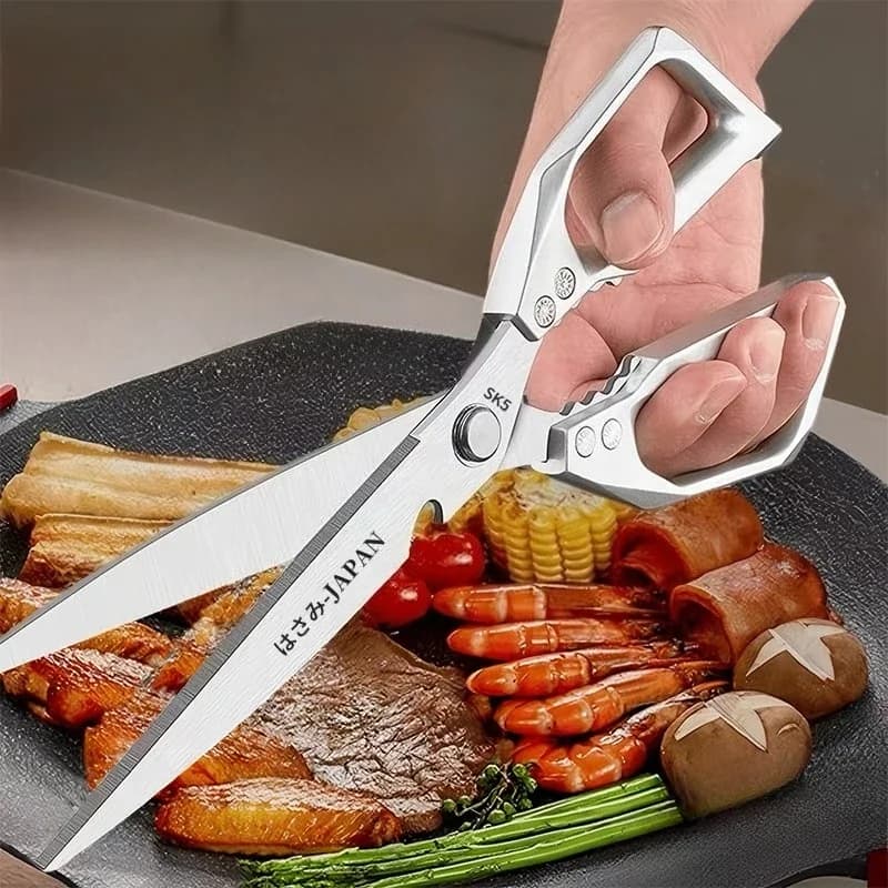 Extended Stainless Steel Kitchen Scissors Heavy Duty BBQ Scissors for Meat, Chicken Bones & Steak - Multi-Purpose Cooking Shears