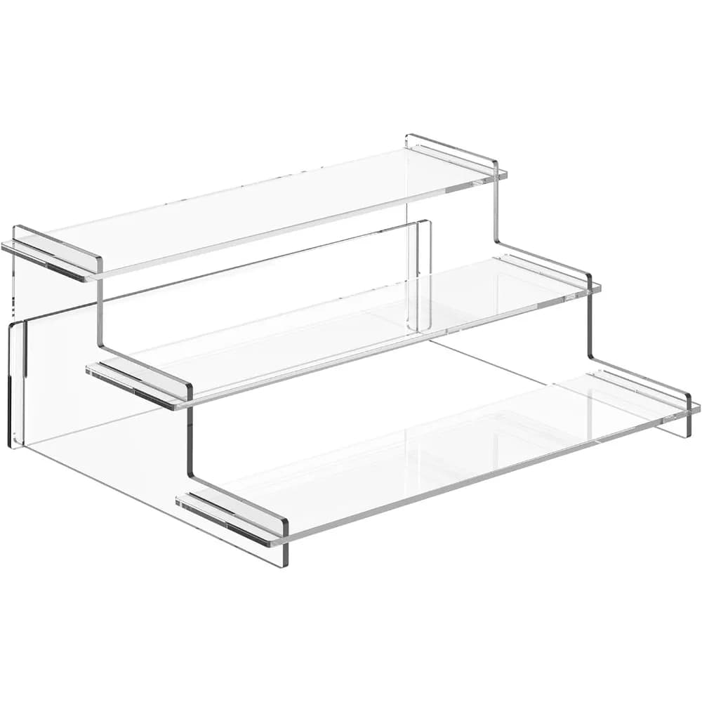 espositore per montanti in acrilico, porta cupcake a 3 livelli, supporto trasparente per organizer per profumi, espositore per figure e collezioni, de
