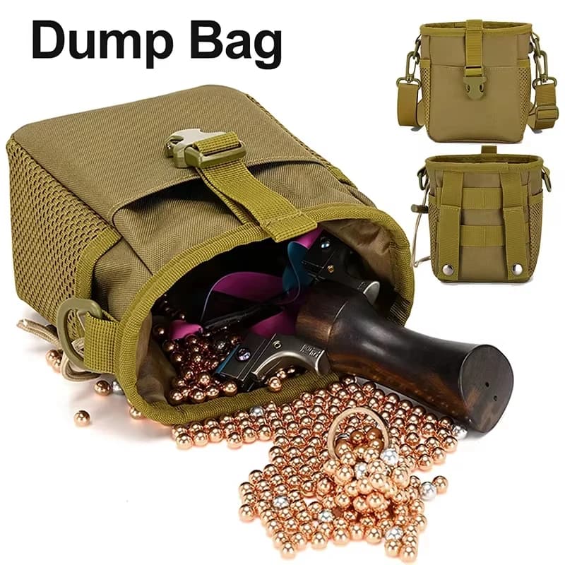Tactical Slingshot Magazine Dump Bag Outdoor Waist Belt Pouch Storage Single Bag with Shoulder Strap Crossbody Molle Fanny Pack